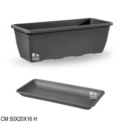 VECA - BLIM VASO BALCONIERA FIORIERA CASSETTA NAXOS ANTRACITE PLASTICA 50 CM CON SOTTOVASO