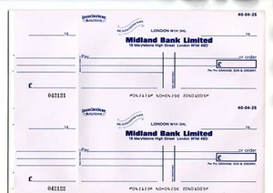 Cheques (A221) sin usar -¿1970?- Midland Bank, Londres W1 - 20 chqs (10 pares) +cf - Imagen 1 de 1