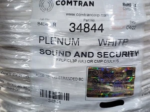 Cable de seguridad/alarma/control varado plenario ComTran 34844 18/4C CMP blanco/100 ft - Imagen 1 de 7