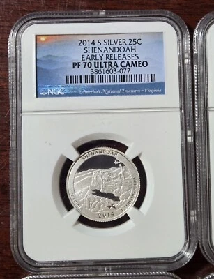 2014 S Shenandoah Silver Quarter 25C NGC PF 70 Ultra Cameo 3 avail Early Release - Image 1 of 4