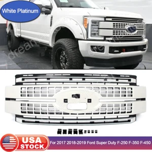 White Platinum Grille Grill For 2017 2018-2019 Ford F-250 F-350 F-450 Super Duty - Picture 1 of 11