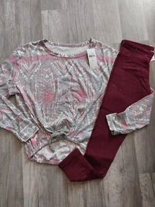 NWT Justice Girls Outfit Snowflake Aztec Top Size 7 - Glitter Legging 6/7 (10) - Picture 1 of 3