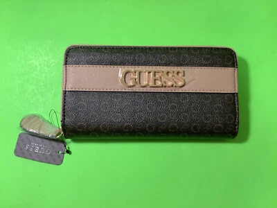 Nueva billetera para mujer GUESS Los Angeles marrón con beige, dorada Foto 1 de 4