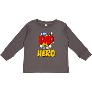 Inktastic Dad Is My Hero Toddler Long Sleeve T-Shirt Papa Father Fathers Day - Picture 1 of 6