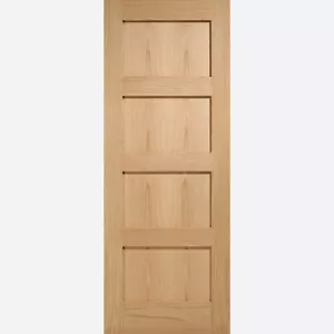 INTERNAL OAK SHAKER 4P IN STANDARD ,FIRE DOOR, CLEAR GLAZED & FROSTED GLAZED - Picture 1 of 5