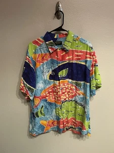 Camisa Hawaiana Jams World Para Hombre Grande 50 Años Estampado de Peces Tropicales - Imagen 1 de 9