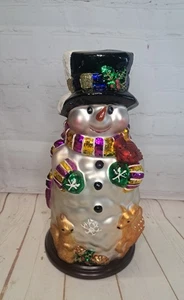 Thomas Pacconi Merkur handbemalt Glas Schneemann Statue Weihnachten Figur 14 Zoll  - Bild 1 von 7