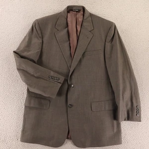 Jos A Bank Jacket L 44R Tan Olive Houndstooth 100% Wool Signature Two Button - Picture 1 of 15