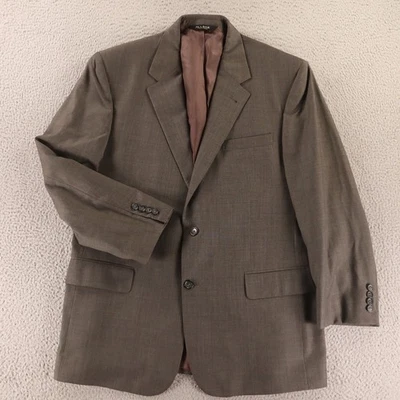 Jos A Bank Jacket L 44R Tan Olive Houndstooth 100% Wool Signature Two Button - Image 1 of 4