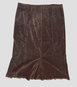 Falda midi de pana para mujer Jill 6P marrón con volantes acampanada vaquera boho occidental - Imagen 1 de 6