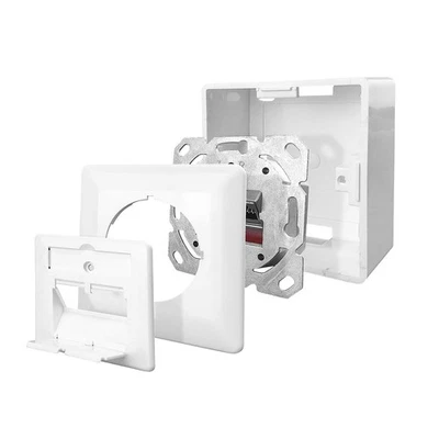 Netzwerkdose Cat.6A 500MHz Datendose Aufputz Unterputz 2-Port geschirmt weiß UAE - Bild 1 von 4