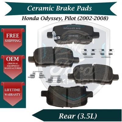 Kit de pastillas de freno traseras de cerámica premium OE para Honda Pilot Odyssey 2002-2008 Foto 1 de 4