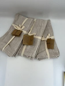 Naturals Table Linens Set Of 6 Linen Dinner Napkins 19x19” Natural Color NWT - Picture 1 of 6