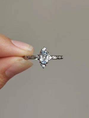 Aquamarine regency style Adjustable silver  Plated Ring - Image 1 of 4