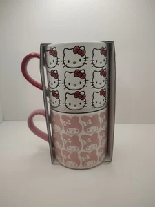 HELLO KITTY CERAMIC 2-PACK LARGE MUG SET PINK/RED SANRIO - Picture 1 of 2