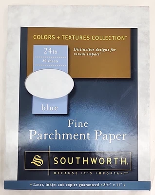 Southworth Blue Parchment Paper 24lb. 8-1/2"x11" 80 Sh/PK Blue P964C - Image 1 of 4