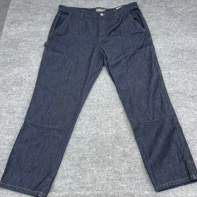 LL Bean Signature Jeans Mens 38X30 Dark Carpenter Slim Straight Double Knee Work - Image 1 of 4