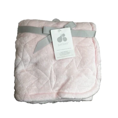 Just Born Baby Blanket Pink Star Sherpa Fleece Plush Infant Girls Ivory - Imagem 1 de 4