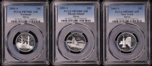 2001-S VT, RI, & NY Silver State Quarter 3 Coin Set PCGS PR-70 DCAM - Picture 1 of 2