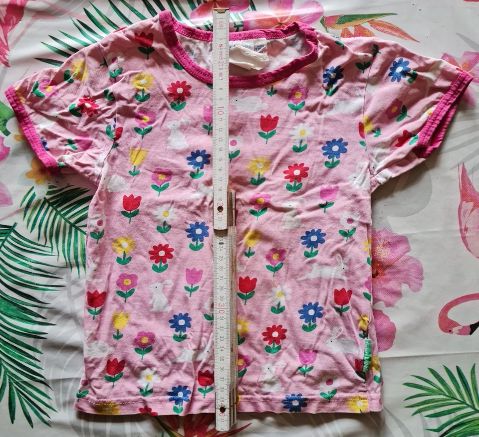 T-Shirt Toby Tiger Größe 5-6 116cm, pink mit dunklen-pink Abschlüssen und Aufdru - Bild 1 von 4