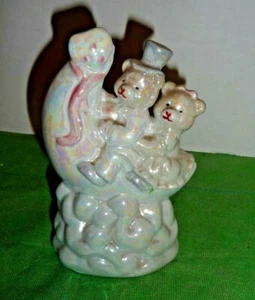 Vintage King Import Warehouse High Gloss Bears Riding A Seal Porcelain Figurine - Picture 1 of 7