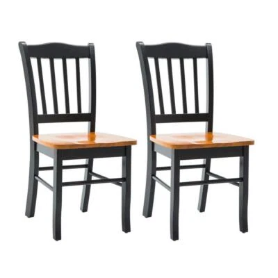 Boraam Side Dining Chair 35.75" x 18" High Back Slat Back Black/Oak (Set of 2) - Image 1 of 4