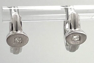 Princess Cut White Gold diamond Huggie Earings - Picture 1 of 4