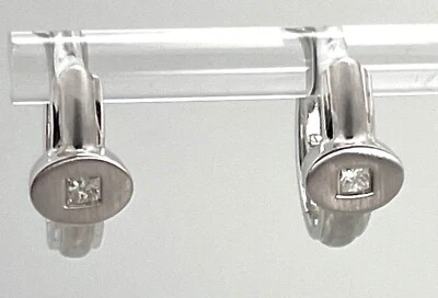 Princess Cut White Gold diamond Huggie Earings - Image 1 of 4