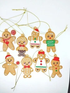12 Piece Christmas Gingerbread People Ornaments Assorted 3" inches Plastic New!! - Picture 1 of 7