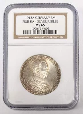 1913 A Germany 3 Mark Prussia Silver Jubilee NGC MS 65 - Image 1 of 3