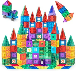 Playmags Supermags Genuine Magnetic Tiles with 13 ABC Clickins (150 Pieces) - Picture 1 of 7