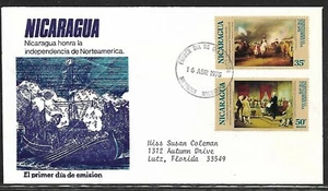 NICARAGUA 1975 FDC AMERICAN BICENTENNIAL SURRENDER OF CORNWALLS ART PAINTINGS - Picture 1 of 1