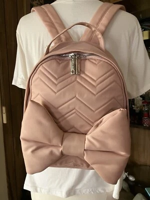 Betsey Johnson Backpack Purse Big Pink Bow Rose Lining  - Image 1 of 4