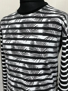 SCOTCH & SODA Size MEDIUM Men’s Sweatshirt Striped Leaf Print Cotton Long Sleeve - Picture 1 of 16