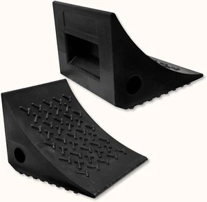 Heavy Duty Wheel Chocks (2 Pack) - Durable, Non-Slip, Solid Rubber Wheel Chocks  - Picture 1 of 12