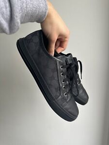 Herren GUCCI GG Canvas Leder Low Top Sneakers schwarz UK7 US8 Made in ITALY