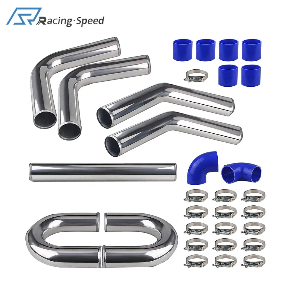 Kit Intercooler 2.5" Universal Aluminio Tubo Tubería Mandril Doblado Turbo Silicona Foto 1 de 4