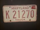Vintage 1980    MARYLAND  TRUCK License Plate   K 21270