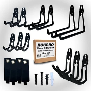 12pk Heavy Duty Utility Hooks for Garage Storage + 4 Extension Cord Straps - Picture 1 of 6