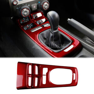 Manual Shift Gear Panel Cover REAL HARD RED Carbon Fiber For Camaro 2010-2015