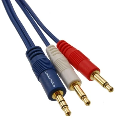 CABLESONLINE 3.5mm Stereo Male to 2x 3.5mm Mono Male Breakout Audio Cable