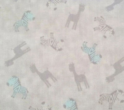 14" Special Delivery Studio 8 Quilting Treasures Aqua on Gray Zebra Giraffe - Image 1 of 3