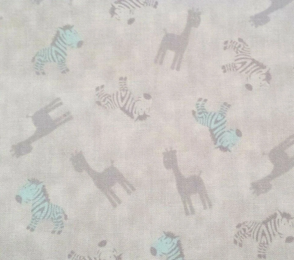 19" Special Delivery Studio 8 Quilting Treasures Aqua on Gray Zebra Giraffe - Image 1 of 3