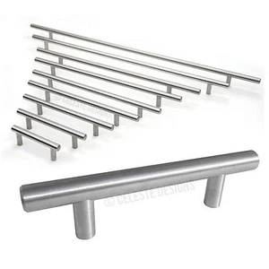 Stangenzug moderner Schrankgriff Nickel gebürstet massiv Stahl 12 mm - Bild 1 von 25