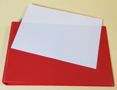 PS-HANDELSHAUS UND VELOFLEX Ringbuch Ordner A4 ROT, QUERFORMAT + Niederhalter & Sichttasche Hüllen extra