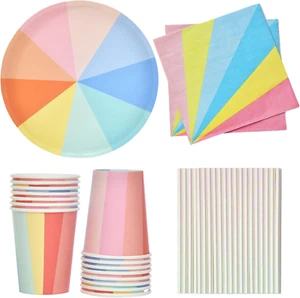 170 PCS Rainbow Party Plates and Cups and Napkins Sets, Rainbow Pastel Party ... - Picture 1 of 1