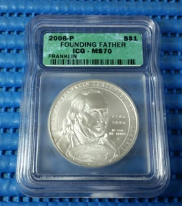 2006-P US Benjamin Franklin Founding Father $1 Silver Commemorative Coin ICGMS70 - Picture 1 of 2