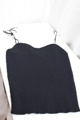 Women's Happily Grey S Black Bandeau Crop Ribbed Cotton Heart shape front Top - Изображение 1 из 4