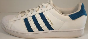 Uomo Taglia 11 - Adidas Superstar Bianco Oro Blu Navy ART H00189 - Foto 1 di 21