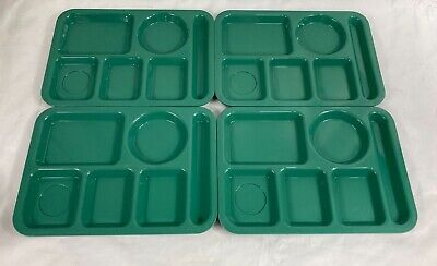 Cafeteria Lunch Food Trays 6 Compartments Stackable Set Of 4 In Green By GET • 10.46$